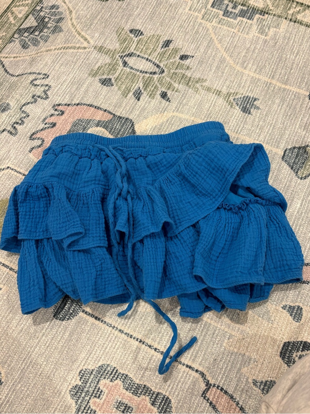 Blue Ruffled Layered Mini Skirt